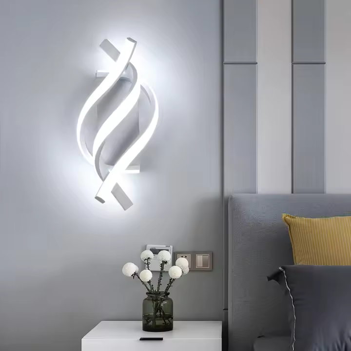 Aplique de pared Modern LED de 21 W para interiores, Luz Blanca fría de 6500 K, diseño en Espiral, lámpara LED de pared (Blanco, 6500 K) - 1