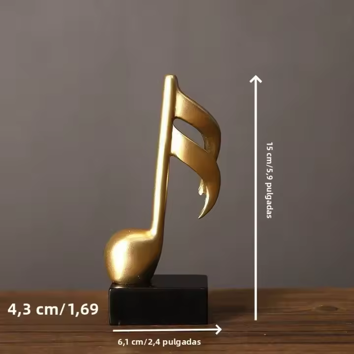 Decoración De Escritorio De Oficina Y Sala De Estar: Ornamento De Nota Musical En Resina Simplicidad Para Muebles Como Armario De Vino Y TV - 1