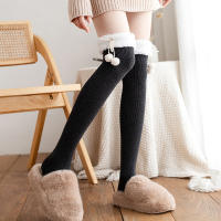 Calcetines Altos Invierno Cálidos Para Mujer Polo Ternos Gruesos Rayados Largo De Pierna Suave De Lana Y Poliéster Color Sólido - details 7