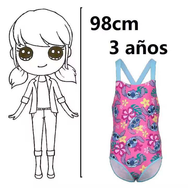 bañador stitch,bikini stitch,traje de baño stitch,bikini de niña,ropa de baño,3,4,6,8 años,cm,fespu - 1