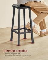 Conjunto de taburetes de bar, juego de 2, sillas redondas para cocina con asientos altos, altura 65 cm, estructura de acero resistente, fácil montaje, estilo industrial - details 22
