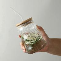 Vaso De Bebida De 500ML Con Tapa De Bambú Y Pajita Para Café Frío Y Cócteles Vaso De Cerveza Para Whiskey Regalos Eco-amigable Transparente - details 2