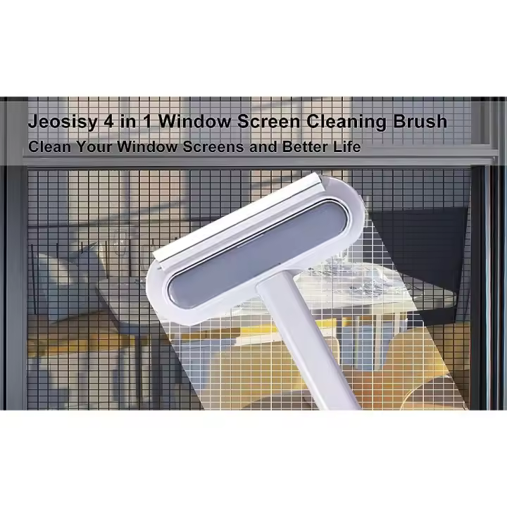 Cepillo de limpieza de pantalla de ventana 4X1 PACK, cepillo limpiador de ventanas con escobilla de goma mini, limpiador de pantalla de malla de ventana, 4 en 1 cepillos multifuncionales, herramienta de limpieza profesional para el hogar - 1