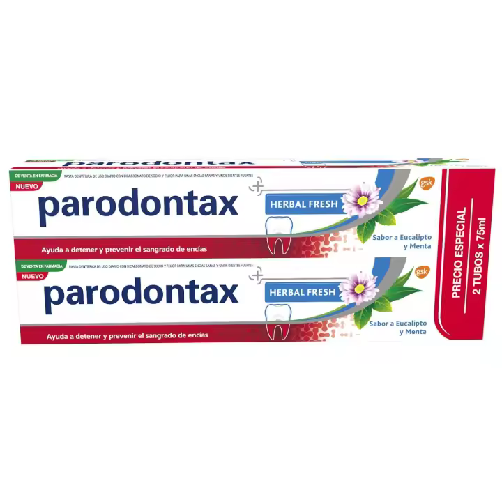 Parodontax Herbal Fresh - Pasta Dental con Bicarbonato Sódico y Flúor, 2 x 75 ml - 1