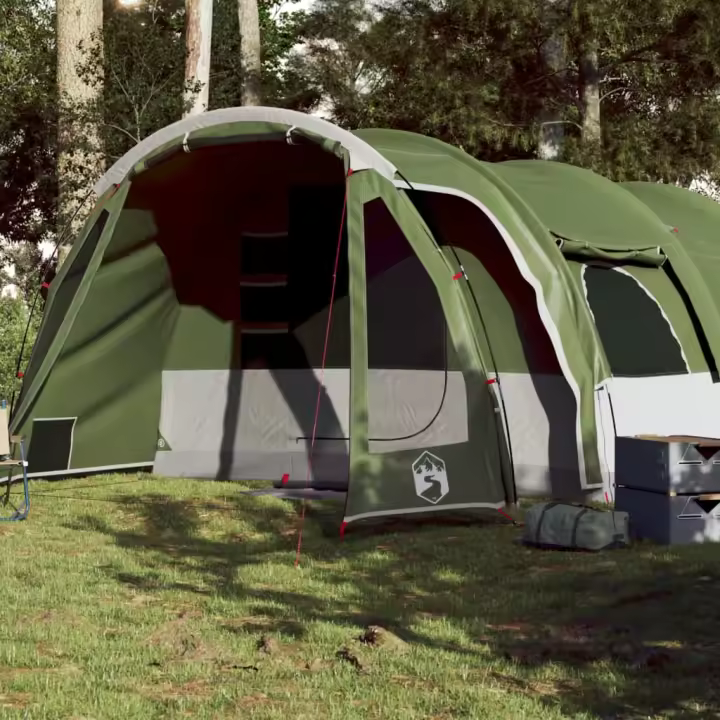 vidaXL Tienda de campaña familiar túnel 8 personas impermeable verde - 1