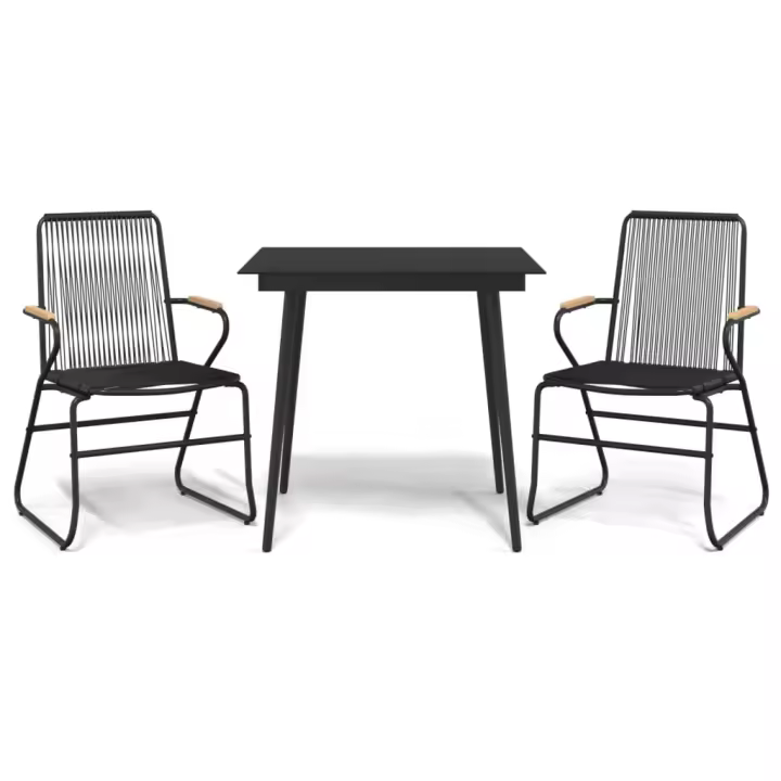 VidaXL Conjunto de jardín Palermo 2 sillas + mesa negro - 1