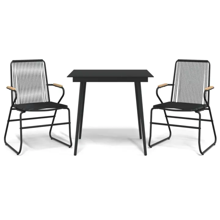 VidaXL Conjunto de jardín Palermo 2 sillas + mesa negro - 1