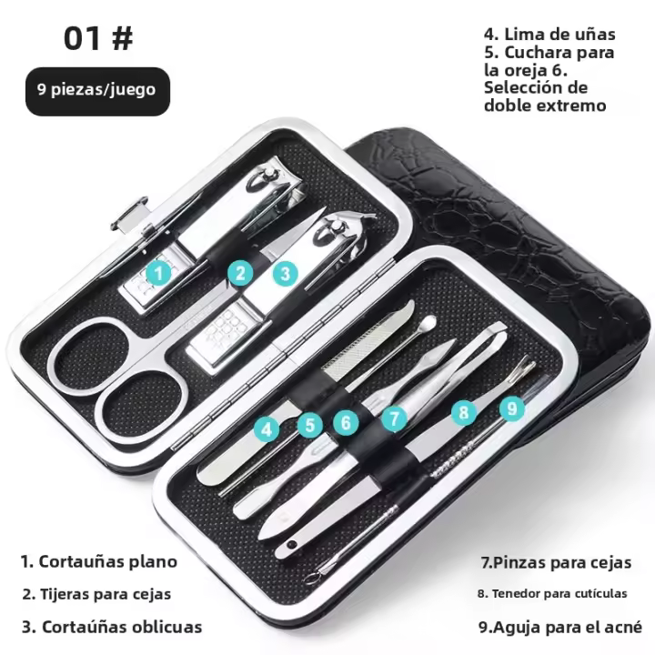 Juego De Cortauñas Y Afeitadoras De Acero Inoxidable Para Manicura Y Pedicura Herramienta De Arte De Uñas Con Cuchara Orelleña - 1
