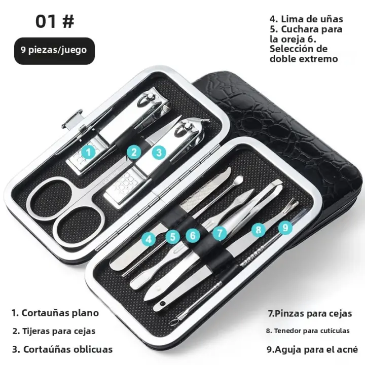 Juego De Cortauñas Y Afeitadoras De Acero Inoxidable Para Manicura Y Pedicura Herramienta De Arte De Uñas Con Cuchara Orelleña - 1