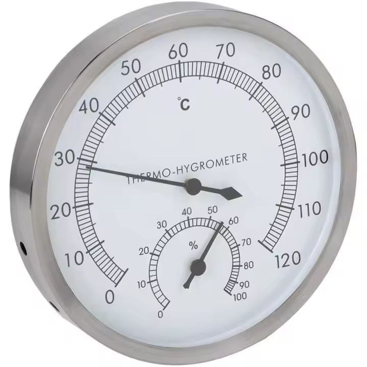 Termómetro higrómetro de acero inoxidable 2 en 1 para sauna, accesorio para equipos de sauna de interior. - 1