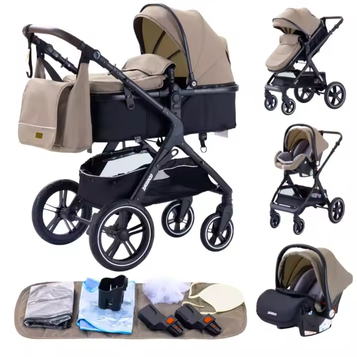EU Children Store - Cochecito de bebé 3 en 1, carrito portátil de viaje, lujoso, plegable, de paisaje alto, marco de aluminio, multifuncional - 1