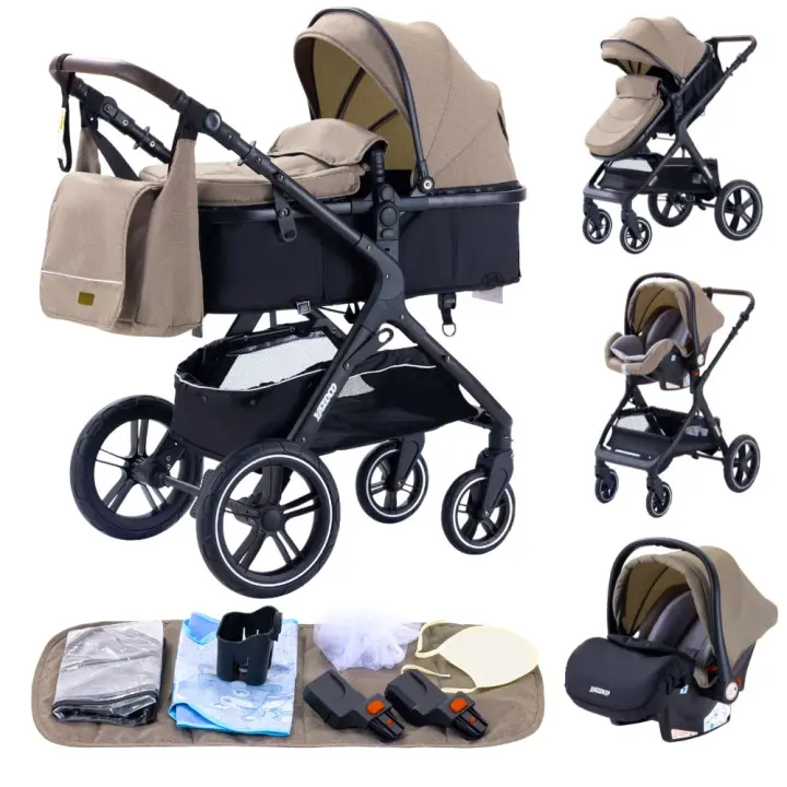 EU Children Store - Cochecito de bebé 3 en 1, carrito portátil de viaje, lujoso, plegable, de paisaje alto, marco de aluminio, multifuncional - 1