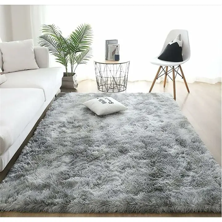 Alfombra de salón, alfombra grande para dormitorio, alfombra peluda y esponjosa lavable, alfombra suave para decoración del hogar (blanco gris, 160 x 200 cm) - 1