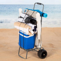 Aktive Carro playa plegable, 49x40x100 cm, ruedas goma todoterreno Ø17, estructura acero, manillar ergonómico, cordón elástico de sujeción, peso máximo soportado 80 kg, carro portasillas playa - details 1
