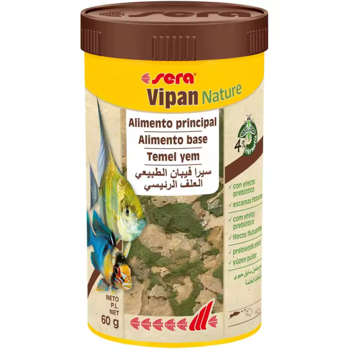 Sera Vipan Nature - Alimento básico para todos tus peces ornamentales. (Tamaño 100ml/250ml y 1L) - 1
