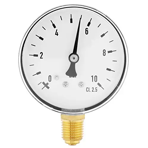 Manómetro de presión NPT de 1/4 pulg. Medidor de presión de agua de aceite de aire Manómetro de montaje lateral 0-10 Bar - 1