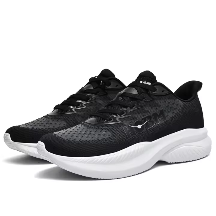 Zapatos De Correr HOBM Para Hombre Ultra Ligeros Tenis Deportivos Transpirables Zapatillas De Caminar Casual De Juguete Negro Malla Tamaño True Fit Closure Tipo Cordones - 1
