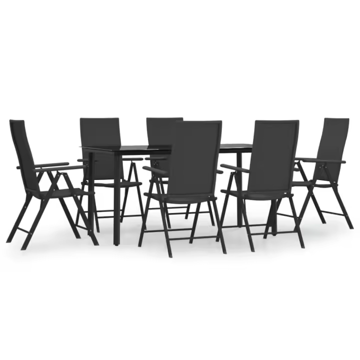 vidaXL Juego de comedor de jardín 7 piezas ratán sintético negro - 1