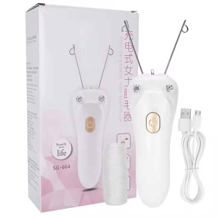 Epilador Eléctrico USB Recargable Para Mujeres Eliminador De Vello Con Hilo De Algodón Herramienta De Cabello Y Rostro - 1