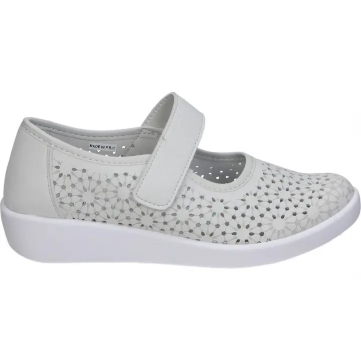 DOCTOR CUTILLAS | Zapatos con Cuña Doctor Cutillas para Mujer – Zapato en Color Blanco Hielo con Detalles – Zapatos con Velcro – Cuña Media y Cómoda – Estilosos – Cómodos y Versátiles – Modelo 38470 - 1