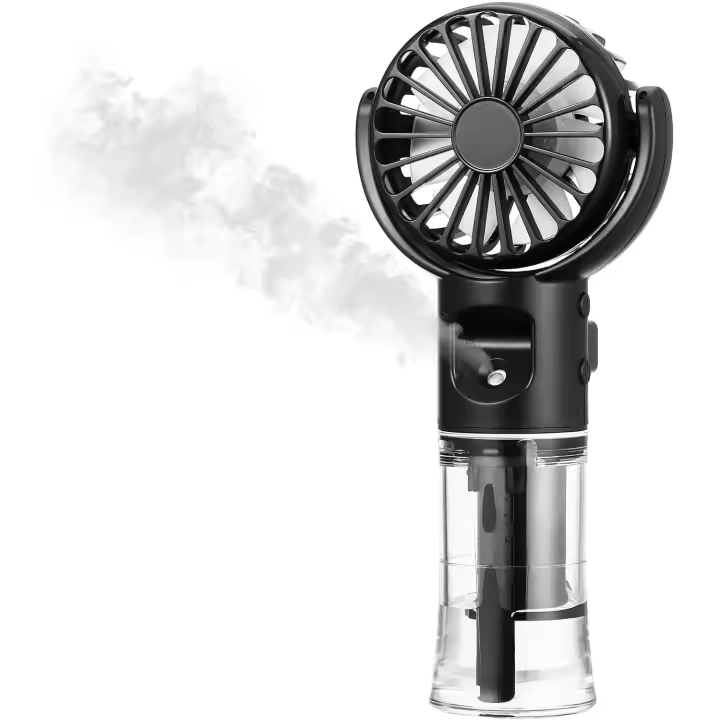 Portatil Ventilador Pequeño de Mano Spray con Niebla de Agua, USB Mini Ventilador de Mano 4 Velocidades, Se Puede Colgar Cuello Ventiladors de Manos Potente Oficina al Aire Libre de Vacaciones Blanco - 1