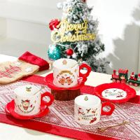 Juego De Taza Y Tazón De Cerámica Con Cuchara Tema Navideño Taza De Café Dibujo Animado Taza Para Bebida Taza De Leche Regalo Con Cuchara Taza De Mug - details 0