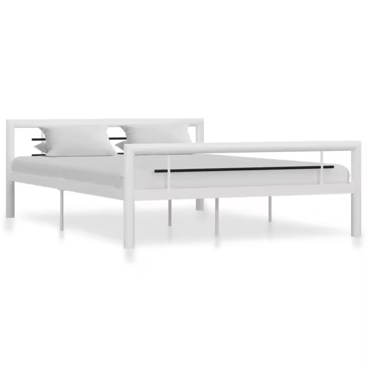 vidaXL Estructura de cama sin colchón metal blanco y negro 120x200 cm - 1