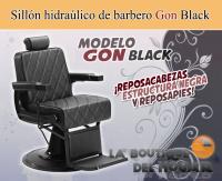 Sillón Barbero hidráulico reclinable y giratorio con reposabrazos Modelo LBH Gon Black - details 0