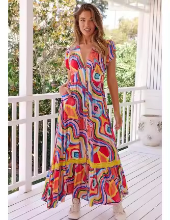 Vestido Jaase Tabitha maxi bergamo print - 1