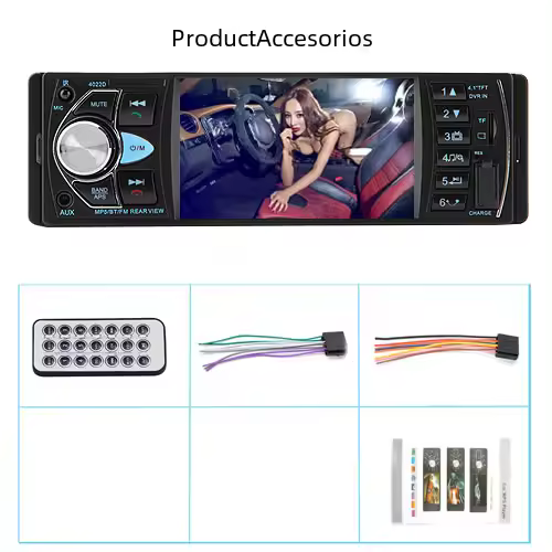 Radio de Coche 1Din Stereo Bluetooth MP5 MP3 Pantalla Táctil de 4,1 pulgadas, Control de Volante, Vista Trasera, Emisión Satelital - 1