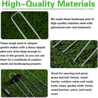 Juego De 50 Palos De Jardín De Acero Inoxidable Con Tapetes Y Gancho De Precisión Para Sombra De Grama Barro De Maleza Y Turf Artificial - details 5