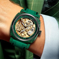 Reloj Mecánico Para Hombre Elegante Y Luminoso Con Correa De Silicona Resistente Al Agua Dial De Números Romanos Estilo Lujo - details 2