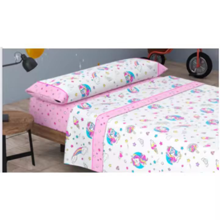 Juego de Sábana Algodón 50% Niño y Niña. Cama de 90, 105cm 3 piezas, Bajera, Encimera, Funda de Almohada - 1