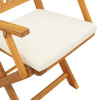 Sillas de jardín plegables vidaXL con cojín blanco 2pcs de madera de acacia maciza - details 5