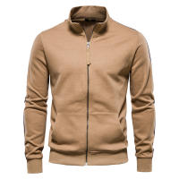 Suéter de manga larga con cremallera y cuello levantado para hombre, cárdigan informal deportivo versátil con contraste de Color, novedad de otoño e invierno de 2024 - details 4