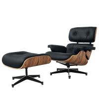 EU Stock TY307 Classic Recliner Light Acid Branch Armchair Black Cowhide Black Big Head Foot Deck Chair 360° Swivel Lounge Chair Furniture Genuine Leather Recliner Chair Modern Lounge Chair with Ottoman for Home Living Room Office (Black) - details 0