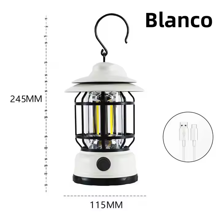 Linterna De Camping LED Portátil Y Versátil Carga Rápida USB Diseño Vintage Ideal Para Emergencias En Hogar Y Tienda - 1