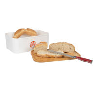 Cofan Panera con tapa de bambú | Tapa y tabla de corte | Color: blanco, negro o verde con madera | Gran capacidad de 6,5 l | Diseño minimalista | Conserva el pan fresco y Organizar tu cocina | Diseño Minimalista para todo tipo de Cocinas - details 1