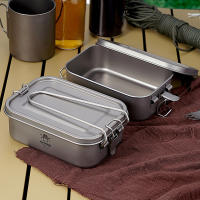 Caja De Almuerzo De Titanio Para Camping 800ml Caja De Alimentos Rectangular De Portátil Con Cierre Para Exteriores - details 6