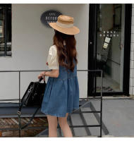 Vestido De Mujer Con Estampado De Vaquero Sin Mangas De Cintura Alta Estilo Casual Spaghetti Strap Denim V-Neck Mini - details 3