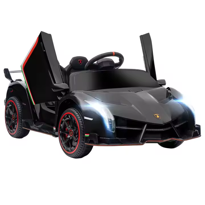 HOMCOM Coche Eléctrico Lamborghini para Niños de 3 a 6 Años Coche de Batería 12V Velocidad Max.7 km/h Puerta de Tijera con Control Remoto MP3 Luces y Cinturón de Seguridad 111x61x45 cm - 1