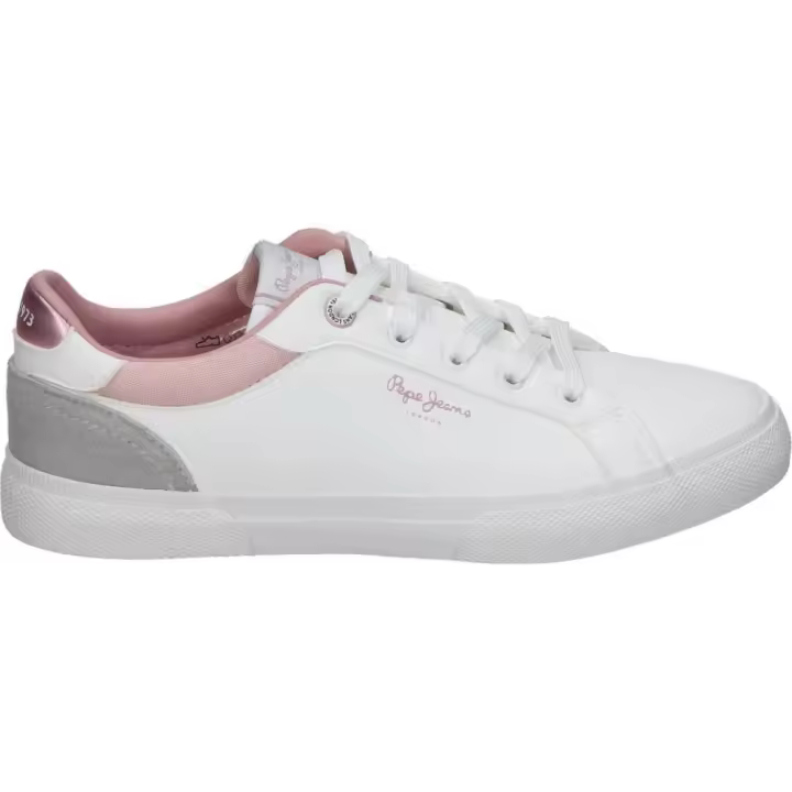 PEPE JEANS | Zapatilla Pepe Jeans Aberlady Girl para Mujer – Deportiva Baja en Color Blanco con Detalles en Rosa – Sneakers con Cordones – Casual – Versátiles – Combinables y Cómodas – Modelo PGS30617-800 - 1