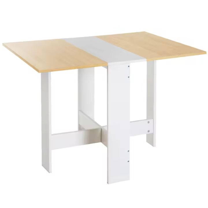 HOMCOM Mesa de Comedor Plegable Cocina Salón Mesa Auxiliar con 2 Alas Abatibles Ahorra Espacio Diseño Moderno 103x76x73,5cm Madera - 1