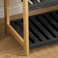 Salón moderno sencillo de tres pisos, hierro forjado, estante de madera multicapa del suelo al techo, estante, estante de celosía de madera maciza - details 3