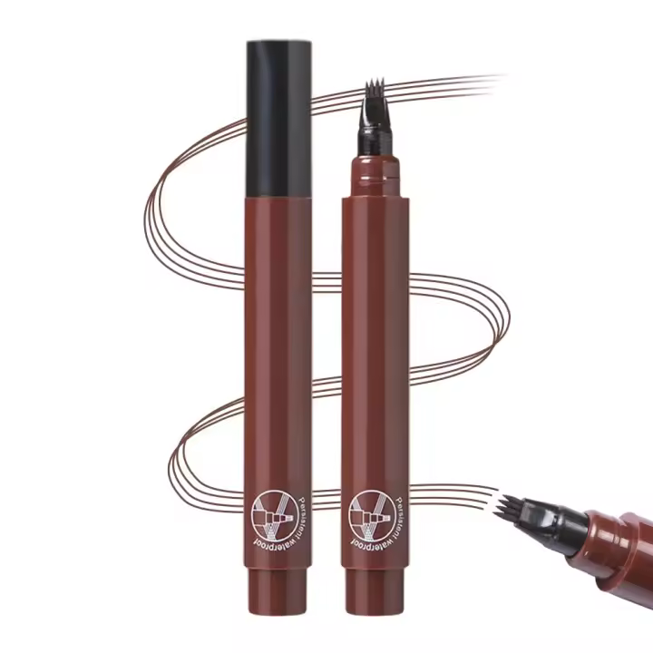 Lápiz de cejas microblading 3D resistente al agua (2025) con aplicador de microhorquilla, efecto de pelo natural para mujeres (marrón oscuro) - 1