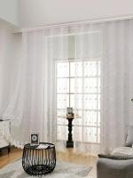 1PC Cortinas De Ventana Para Dormitorio Y Sala De Estar Con Bordado De Pequeñas Flores En Tela De Gauze Cortina Terminada De Poliéster 100% - details 1