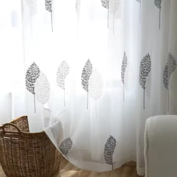 1PC Cortina De Tules Blancas Transparentes Para Sala De Estar Balcón Dormitorio Moderna Bordada Cortina De Juego De Ventanas - 1