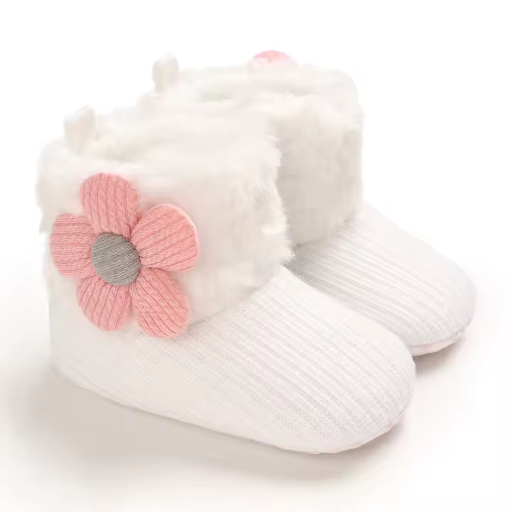Botas De Otoño Invierno Para Bebés Niños Y Niñas Zapatos De Primera Caminata Cálidos Y Moda Con Bolas Fuzziosas Antideslizantes Para Niños Y Niñas De 0 a 1 Año - 1