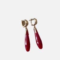 Pendientes de lágrima para mujer, pendientes largos granate Le Côté Chic, oferta accesorios - details 1