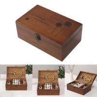 Caja De Hilo Y Agujas Vintage Para Costura Organizador De Almacenamiento Para Manualidades Y DIY Caja De Madera Para Mujeres Adultos - details 0